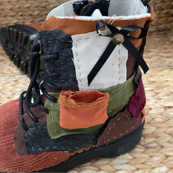 Dr. Martens Custom Jadon Platform Smooth White Leather Mixed Tile Patchwork Boot - Picture 2 of 13